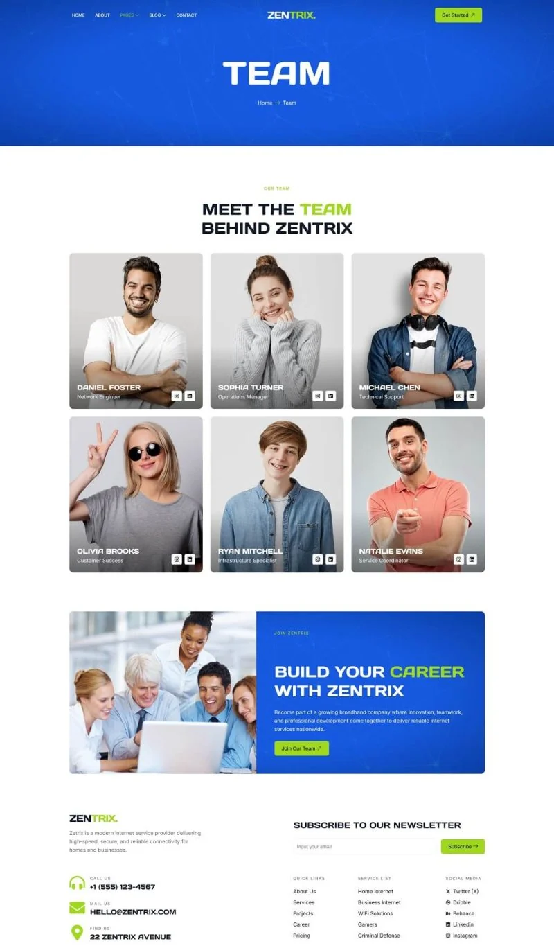 IT互联网 Elementor 模板团队页面预览