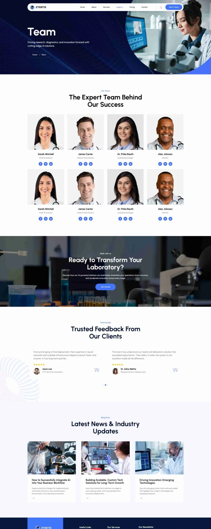 AI Elementor 模板团队页面预览
