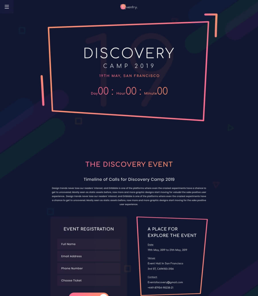 EventGree Event Template Homepage