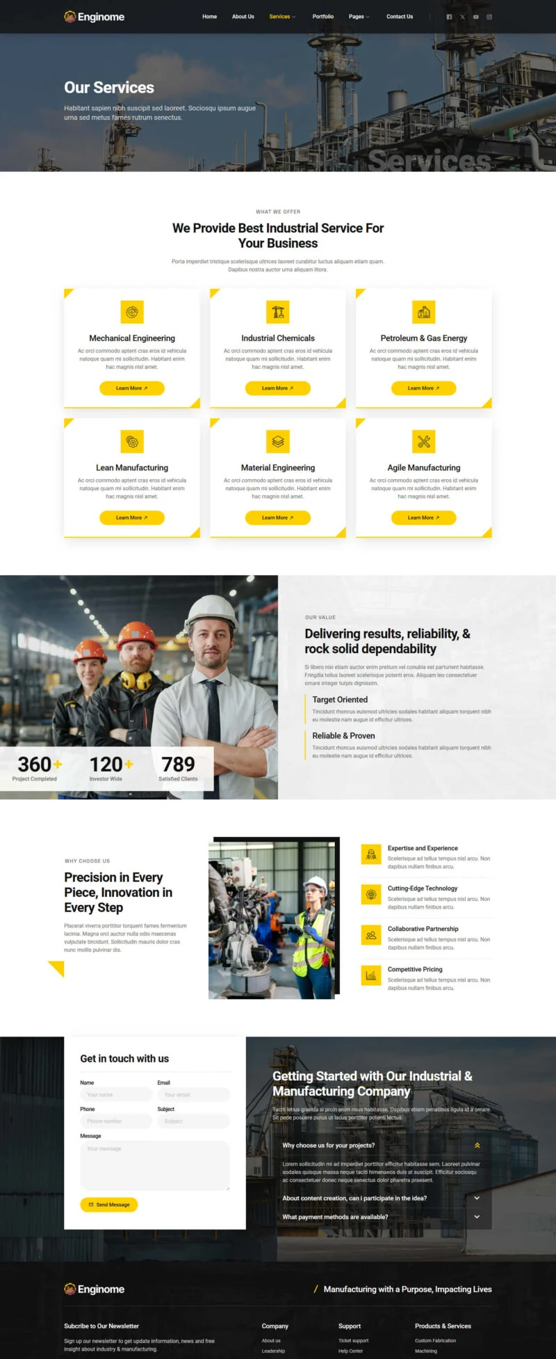 制造业 Elementor 模板服务页面预览