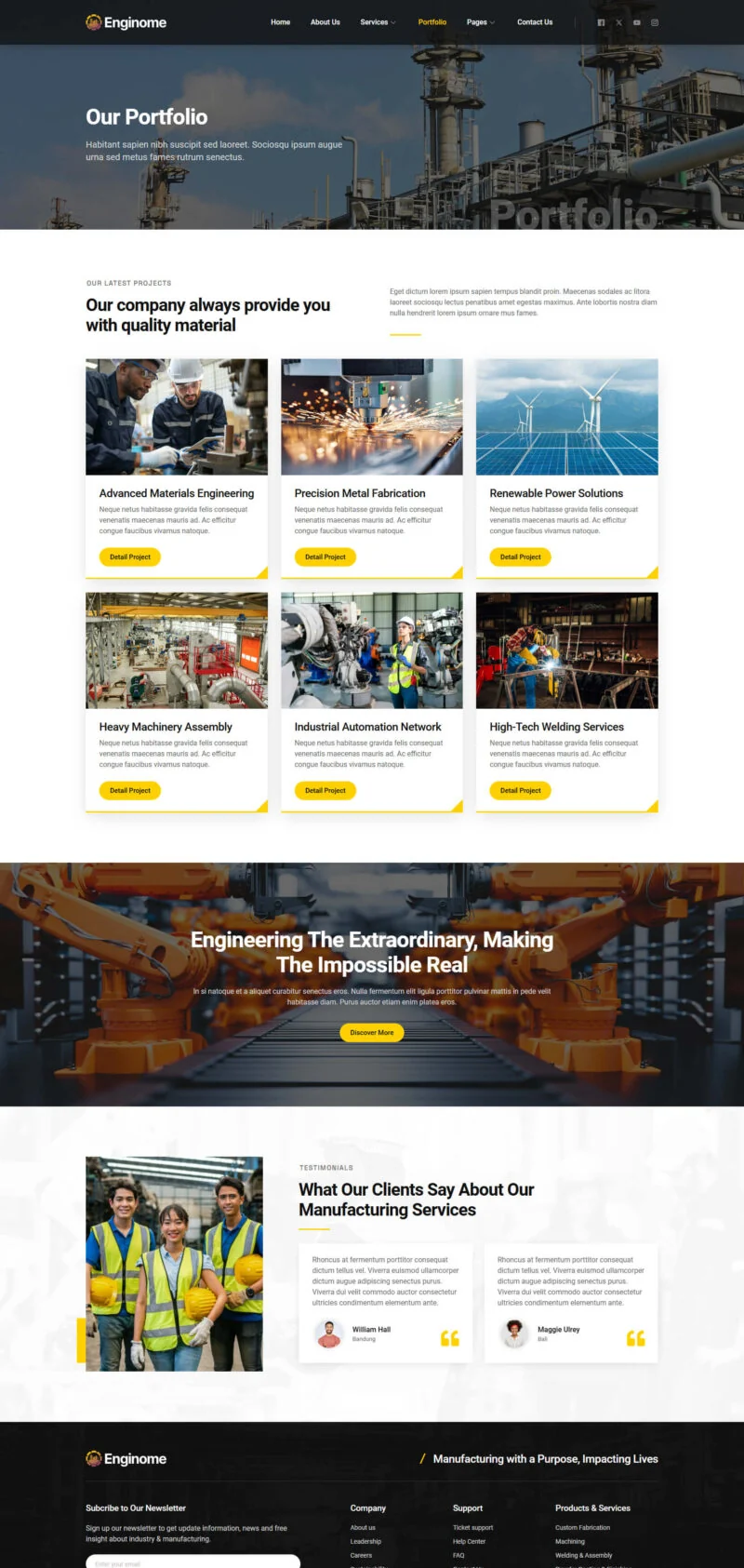 制造业 Elementor 模板案例页面预览