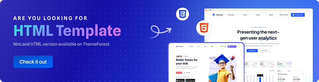 NioLand SaaS与软件创业公司 React 模板