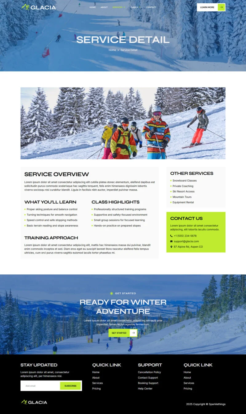 运动/健身 Elementor 模板服务详情预览