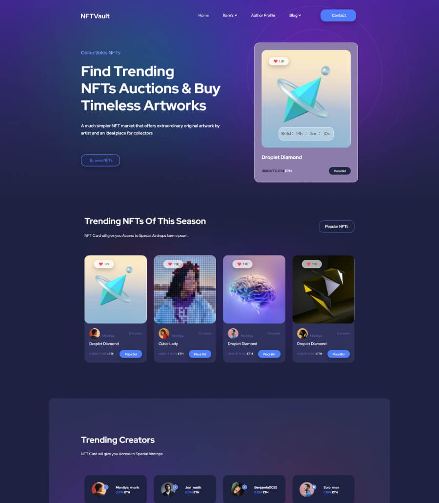 NFTVault Home Page