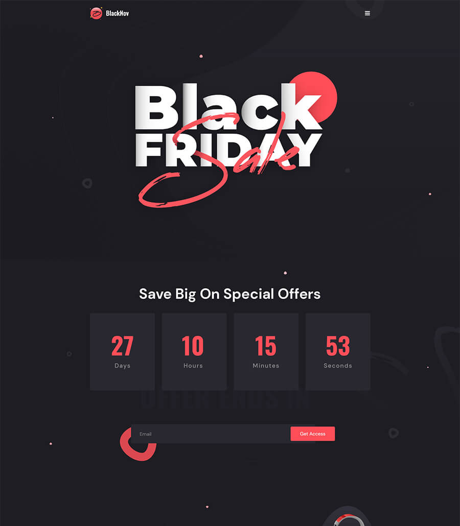 专业版落地页Elementor网站模板_一键导入快速建站插图1-WP资源海 BlackNov - Black Friday Landing Page