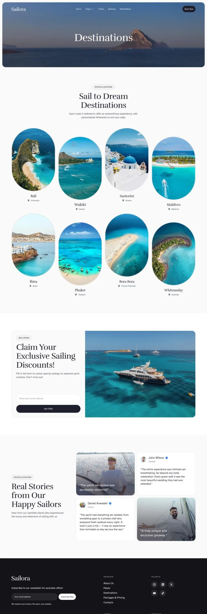 户外/旅行 Elementor 模板目的地列表预览