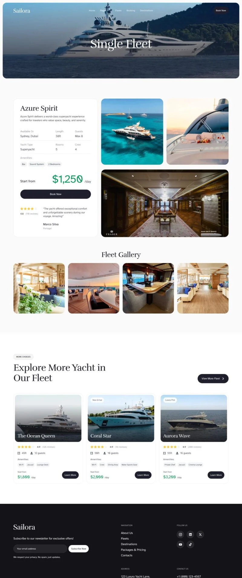 户外/旅行 Elementor 模板船队详情预览