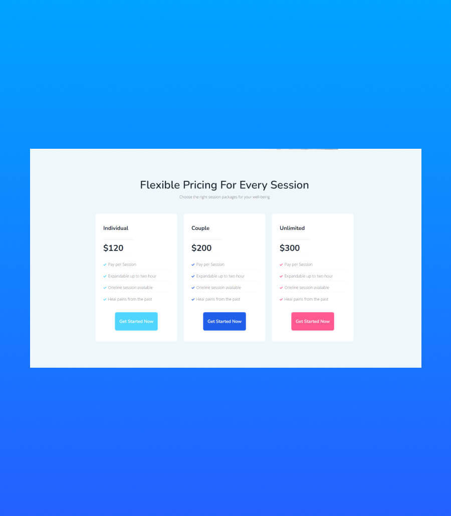 Holistic Wellness Pricing Section For Gutenberg