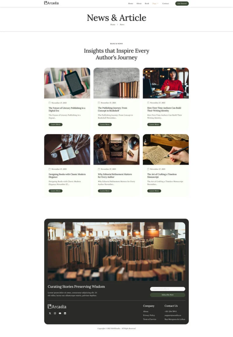 图书出版与作者Elementor网站模板_一键导入快速建站插图4-WP资源海 书籍/小说 Elementor 模板新闻列表预览