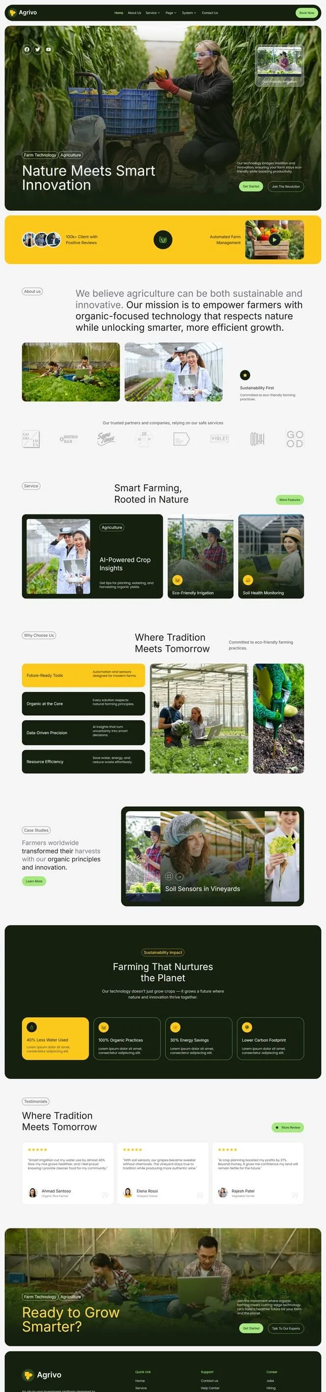 农业科技与有机种植Elementor网站模板_一键导入快速建站插图1-WP资源海 农业 Elementor 模板首页预览