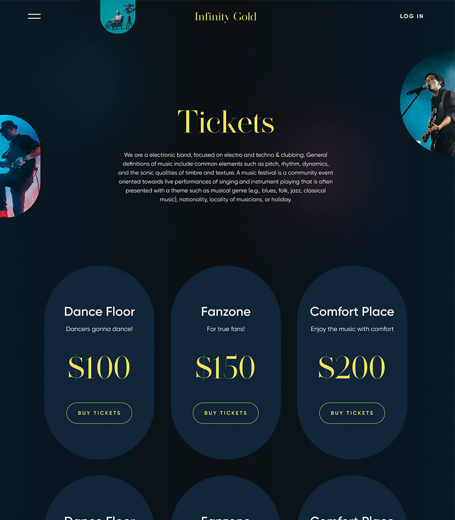 Infinity Gold Ticket Page