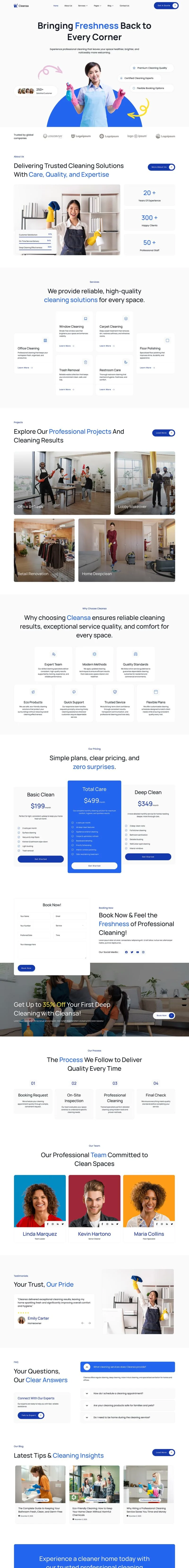 保洁 Elementor 模板首页预览