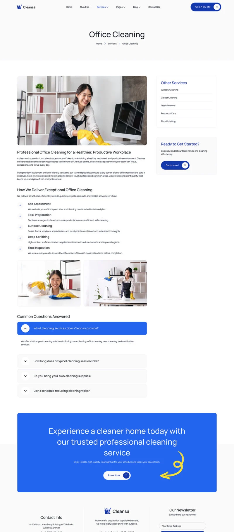 保洁 Elementor 模板服务详情预览