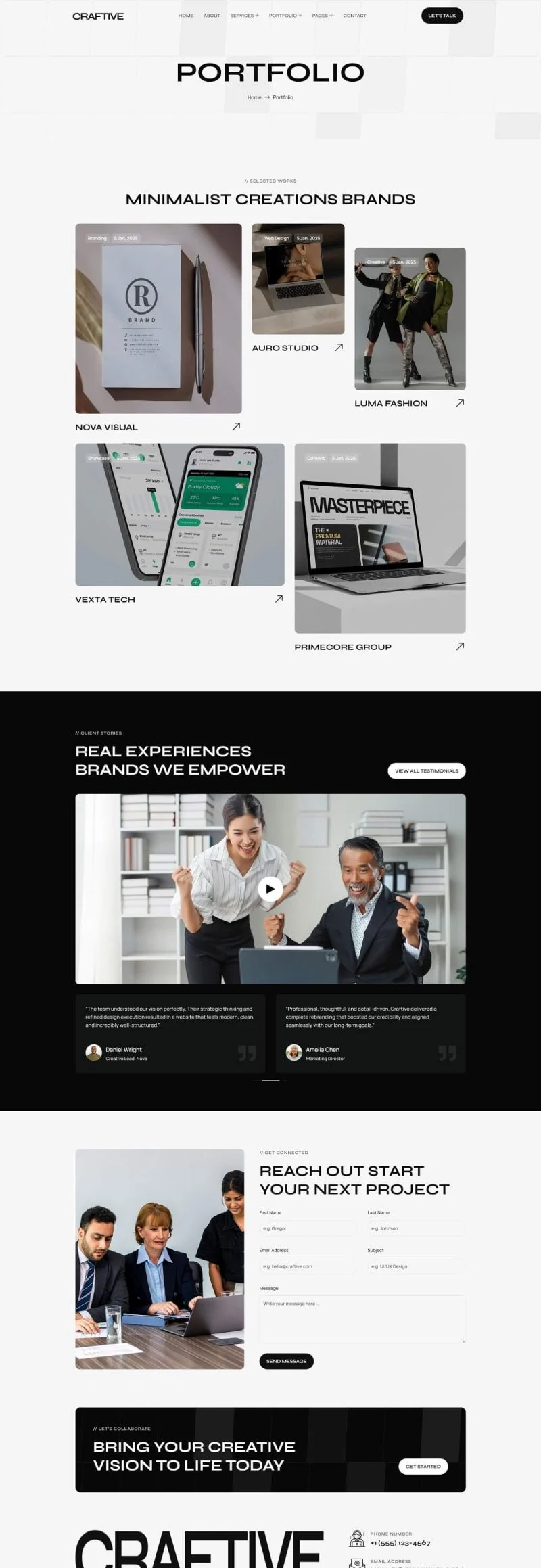 艺术/设计 Elementor 模板案例页面预览