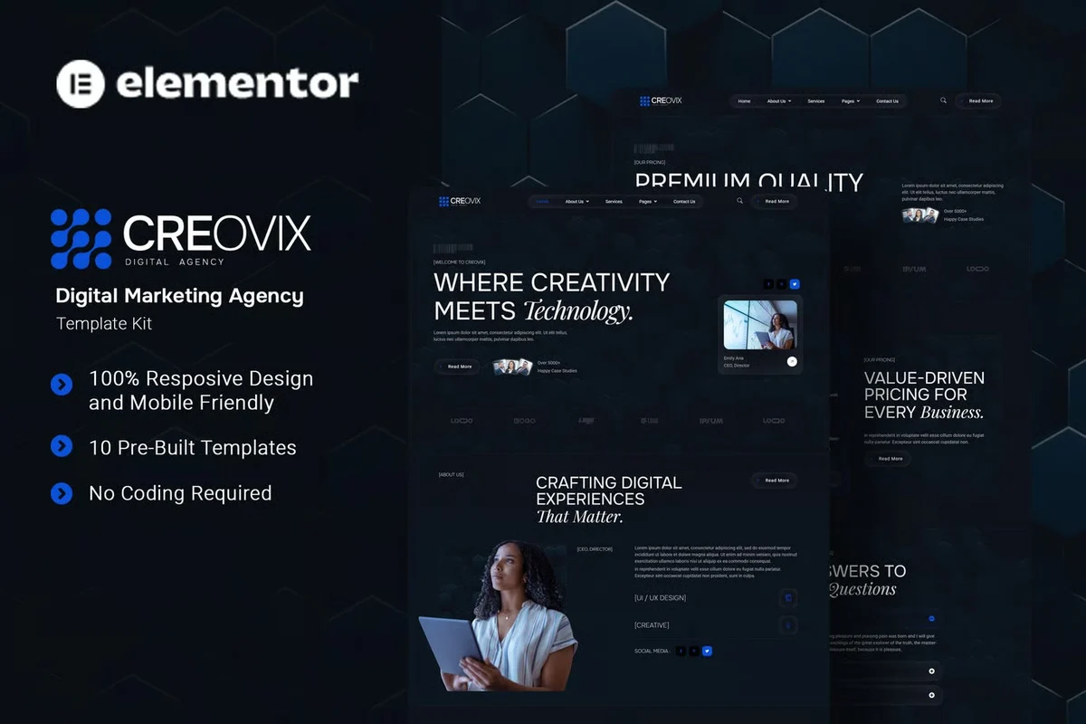 数字营销创意机构Elementor网站模板_一键导入快速建站插图-WP资源海 广告/营销 Elementor 网站模板封面