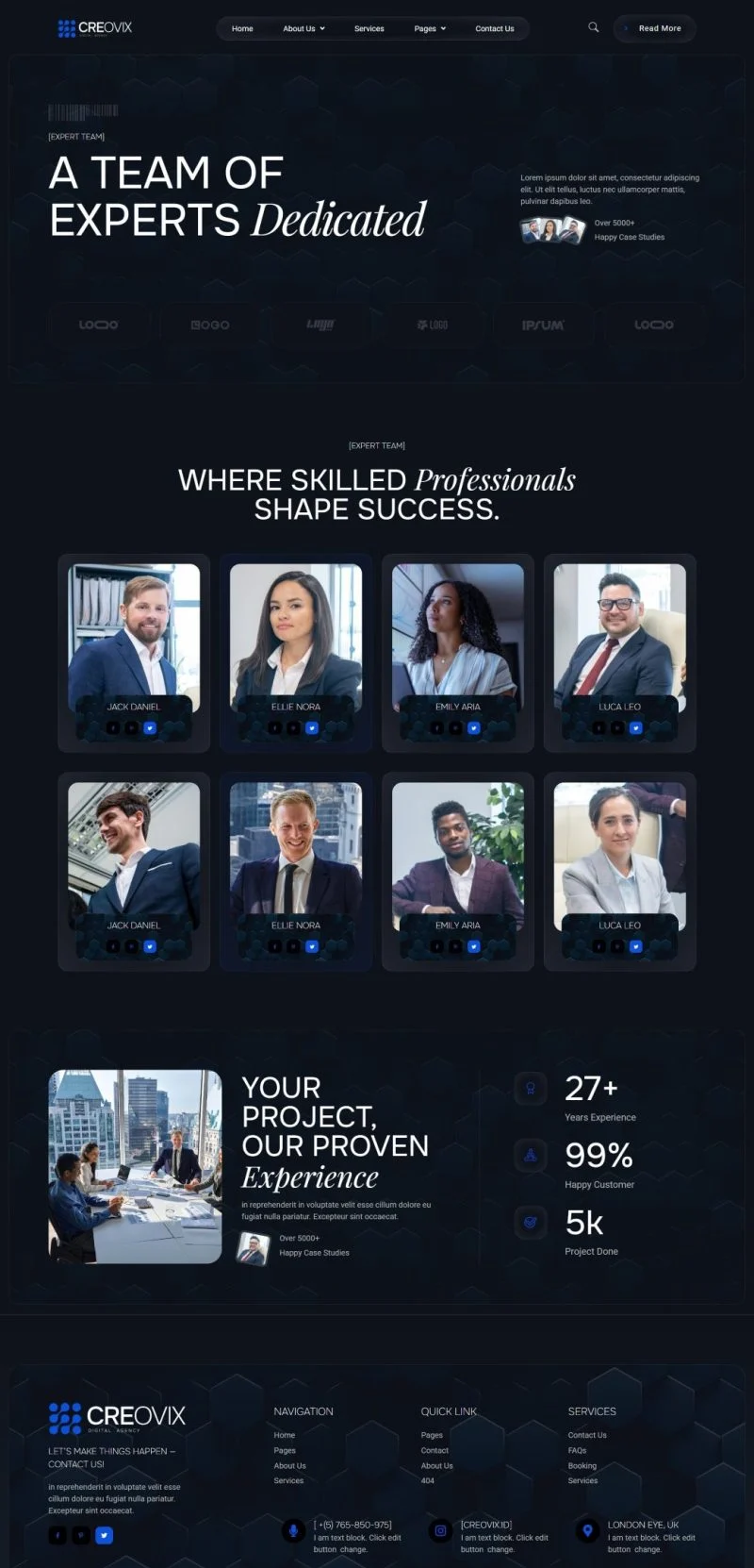 广告/营销 Elementor 模板团队页面预览