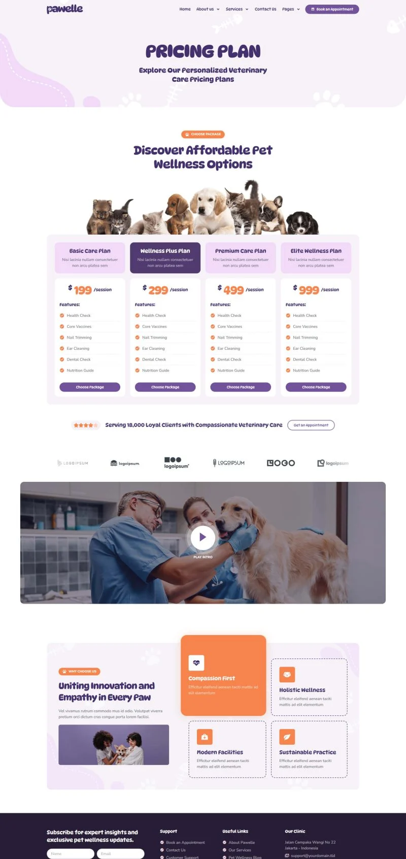 健康/医药 Elementor 模板价格页面预览