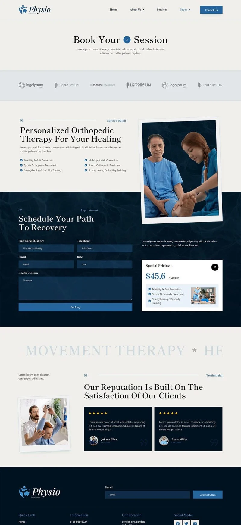 健康/医药 Elementor 模板预约页面预览