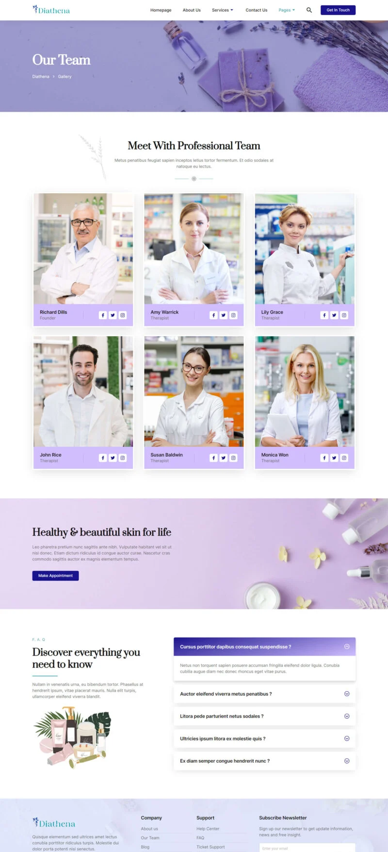 健康/医药 Elementor 模板团队页面预览