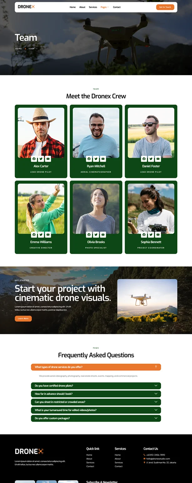 摄影 Elementor 模板团队页面预览