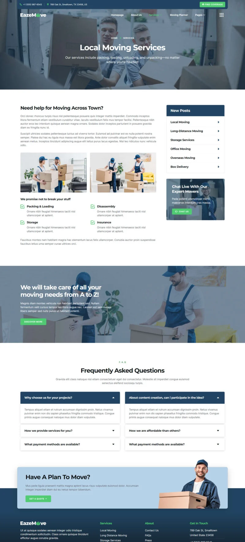 搬家服务Elementor网站模板_一键导入快速建站插图1-WP资源海 物流/运输 Elementor 模板服务详情预览
