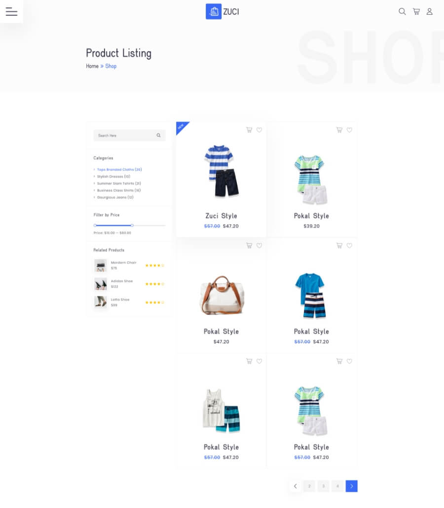 EleCommerce E-commerce Shop Page
