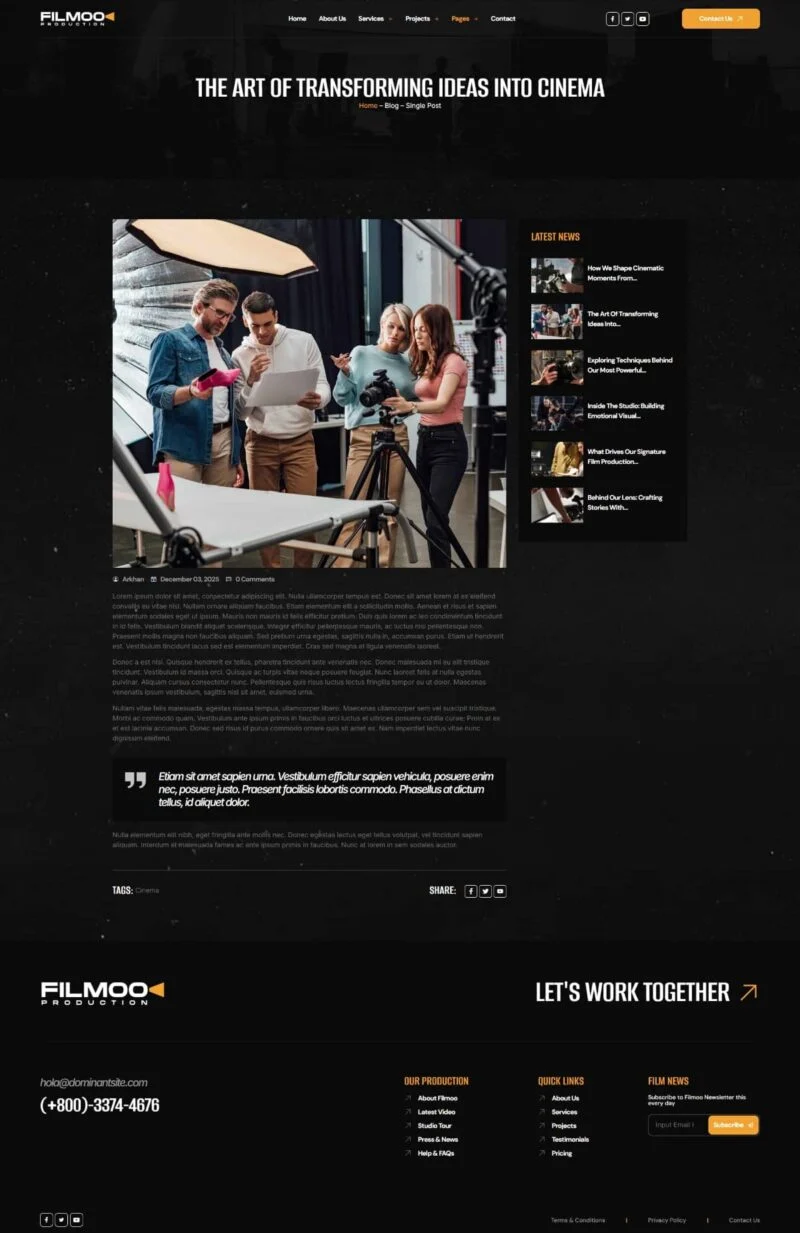 影视制作Elementor网站模板_一键导入快速建站插图5-WP资源海 多媒体 Elementor 模板文章详情预览