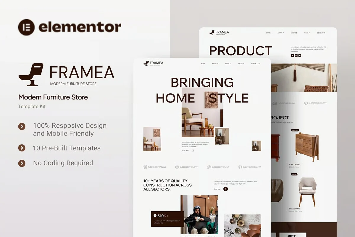 家具商店Elementor网站模板_一键导入快速建站插图-WP资源海 家居用品 Elementor 网站模板封面