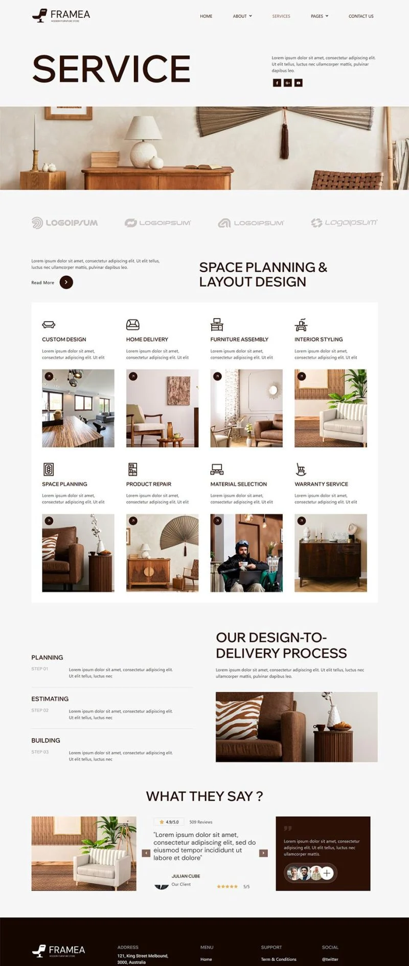 家居用品 Elementor 模板服务页面预览