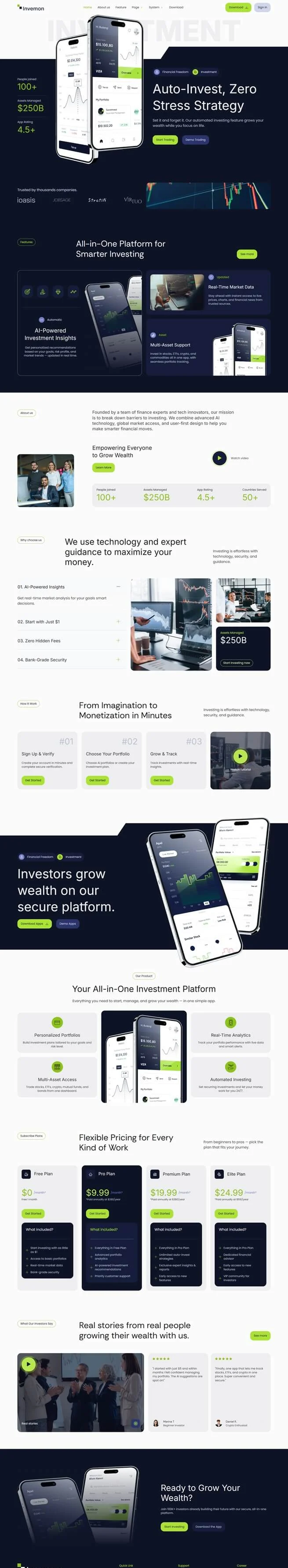 金融/投资 Elementor 模板首页预览