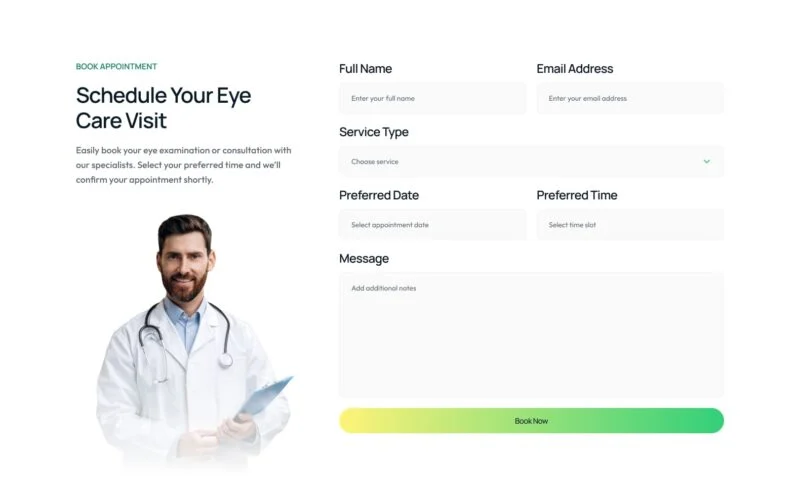 健康/医药 Elementor 模板预约表单预览