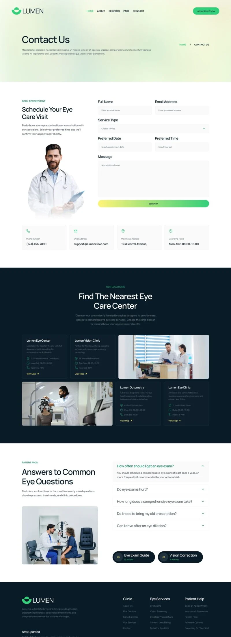 健康/医药 Elementor 模板联系页面预览