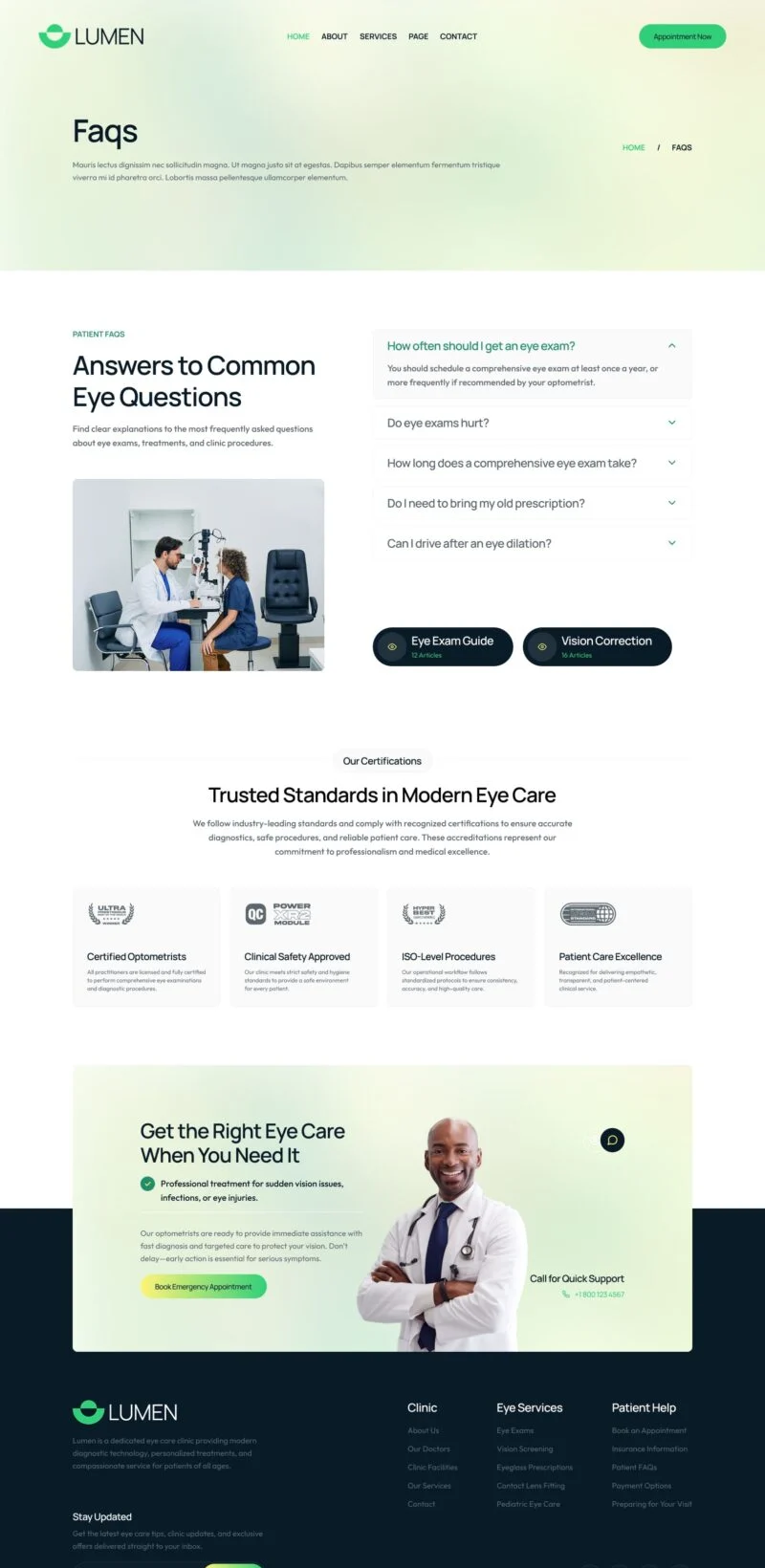 健康/医药 Elementor 模板常见问题预览