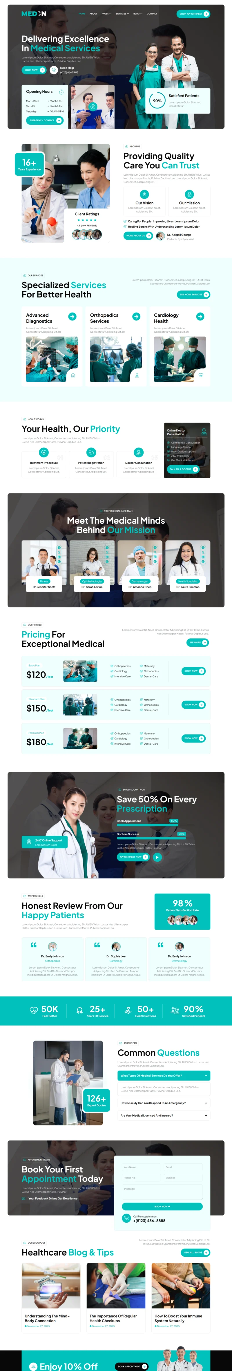 健康/医药 Elementor 模板首页预览