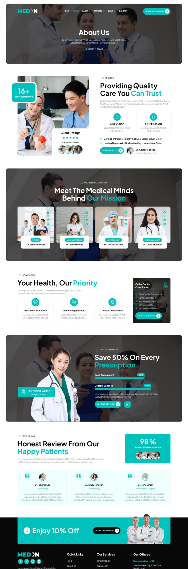 健康/医药 Elementor 模板关于我们预览
