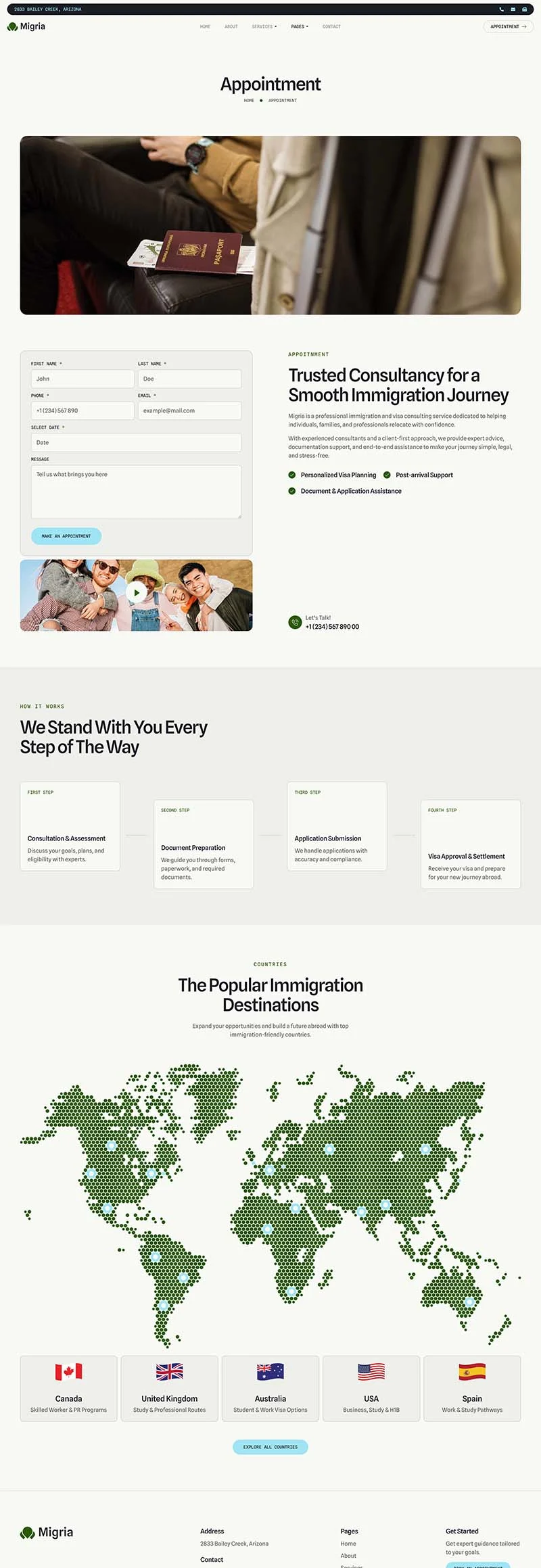 服务/咨询 Elementor 模板预约页面预览
