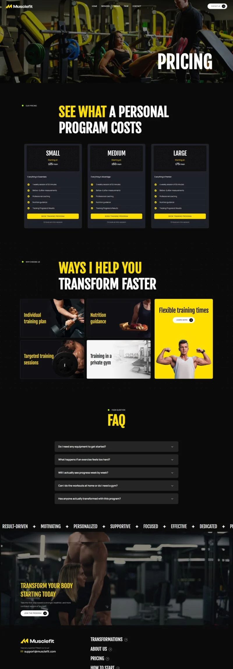 私人教练与健身Elementor网站模板_一键导入快速建站插图5-WP资源海 运动/健身 Elementor 模板价格页面预览