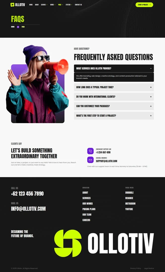创意机构Elementor网站模板_一键导入快速建站插图4-WP资源海 艺术/设计 Elementor 模板常见问题预览