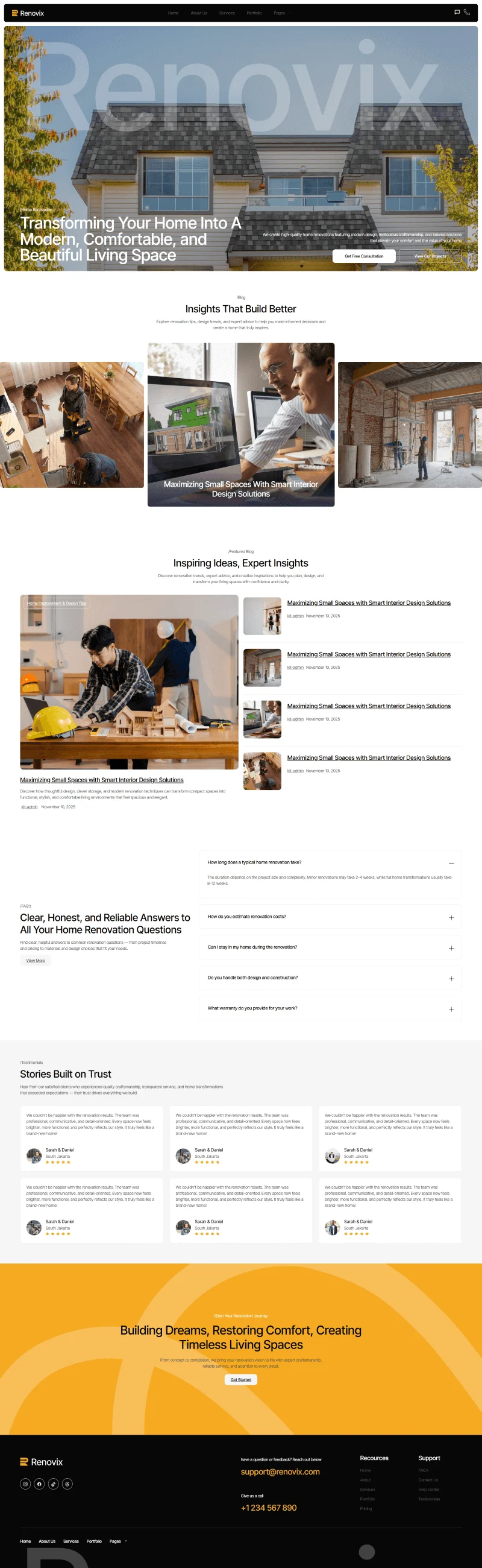 家居翻新装修服务Elementor网站模板_一键导入快速建站插图3-WP资源海 装修 Elementor 模板博客页面预览