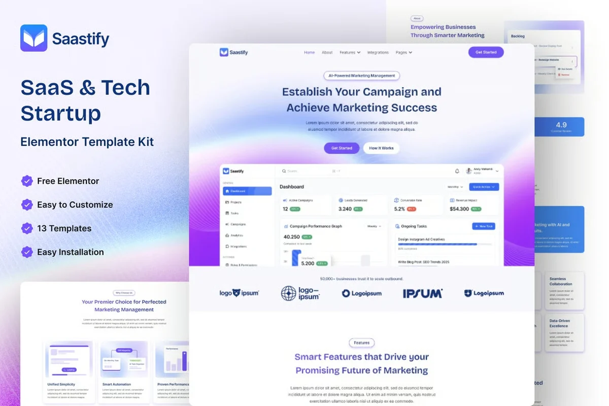 SaaS 科技创业公司Elementor网站模板_一键导入快速建站插图-WP资源海 软件/开发 Elementor 网站模板封面