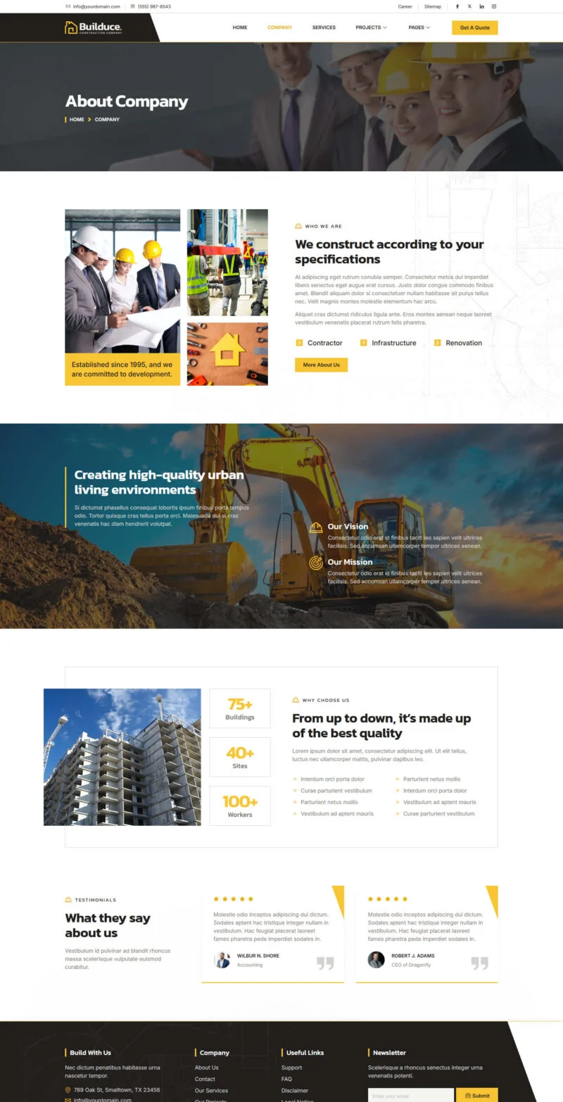 建筑施工与建造服务Elementor网站模板_一键导入快速建站插图3-WP资源海 建筑/地产 Elementor 模板公司介绍预览