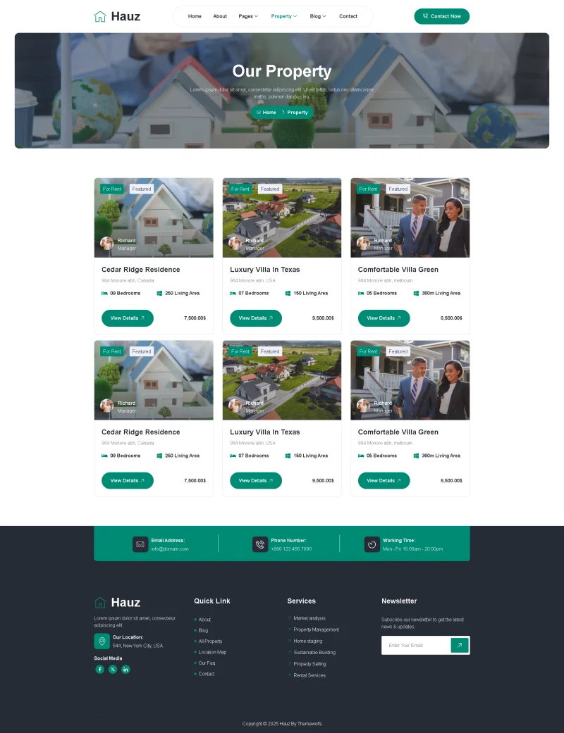 建筑/地产 Elementor 模板房源展示预览