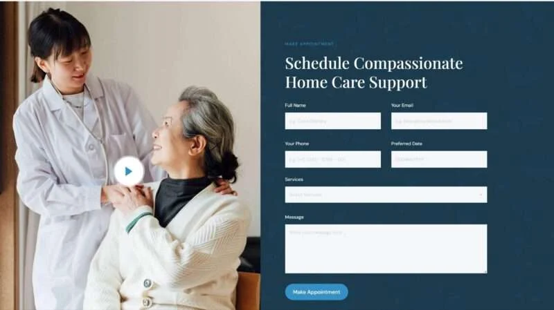 老年居家护理服务Elementor网站模板_一键导入快速建站插图7-WP资源海 健康/医药 Elementor 模板预约表单预览