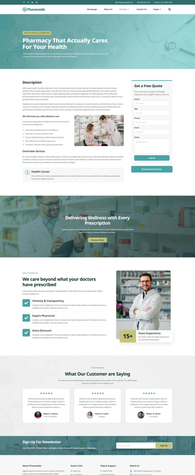 健康/医药 Elementor 模板服务详情预览