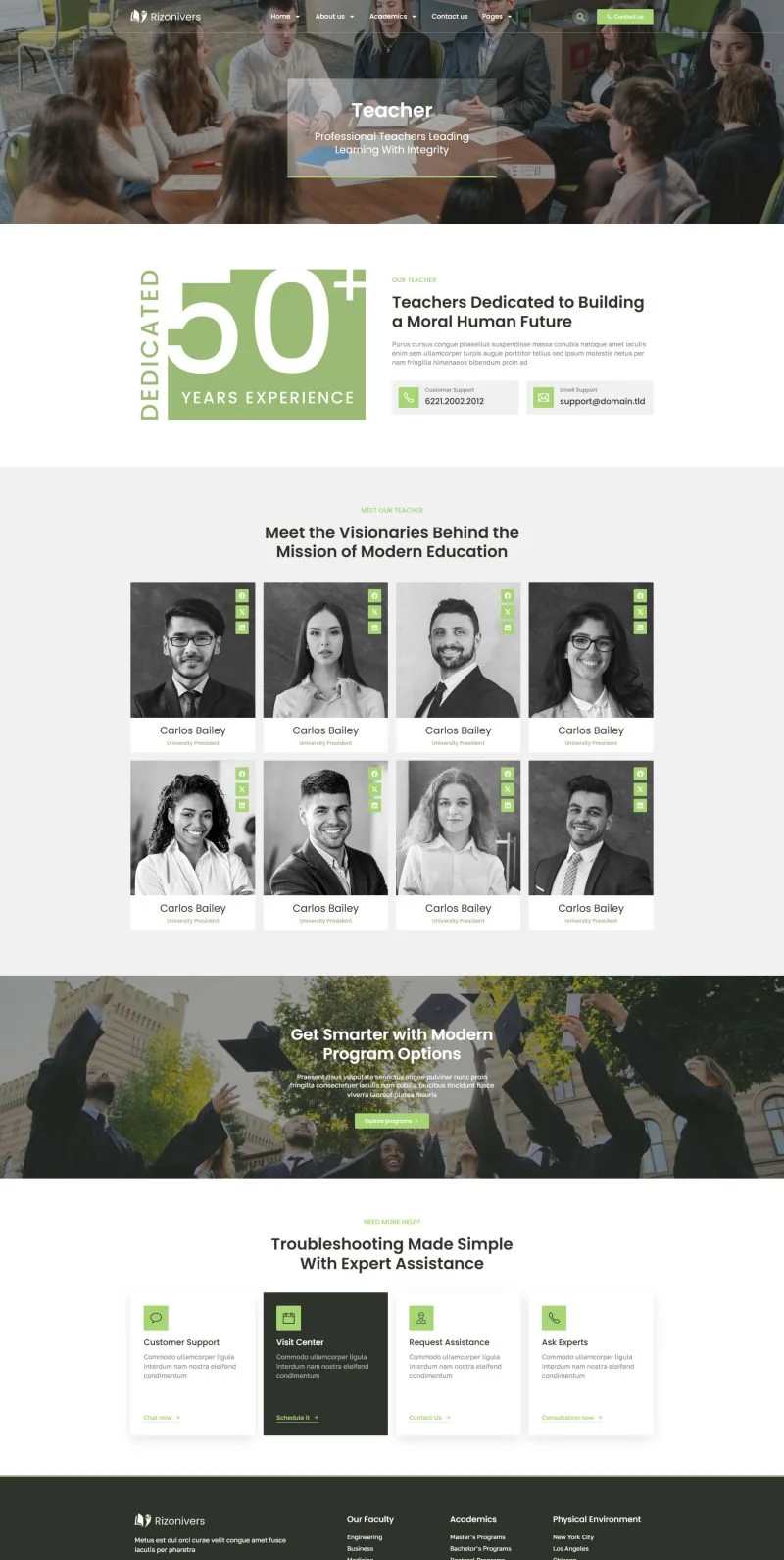 学校 Elementor 模板师资团队预览