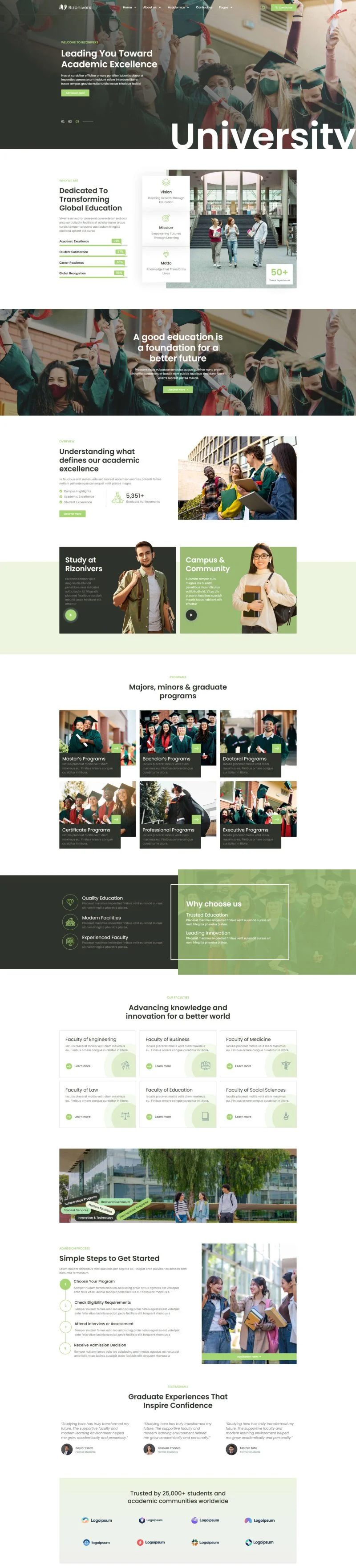 学校 Elementor 模板首页预览
