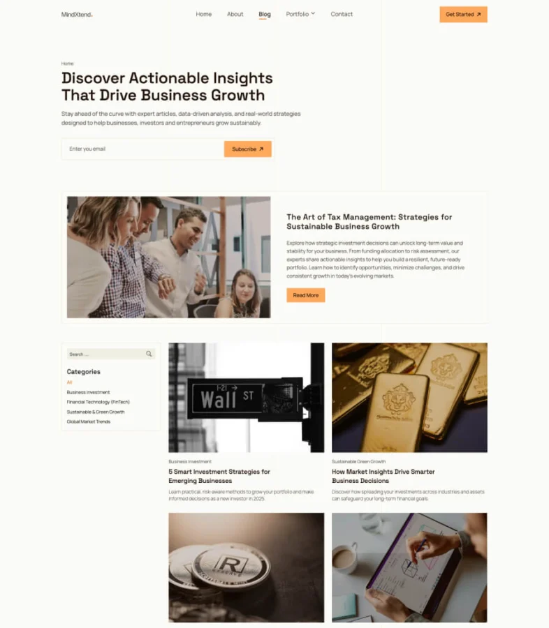MindXtend Blog Page for Gutenberg