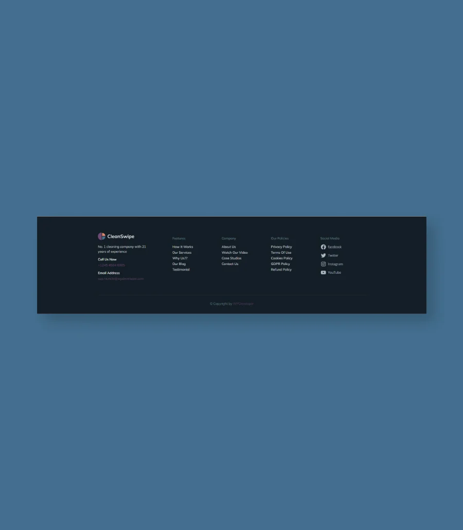 CleanSwipe Footer Section For Gutenberg