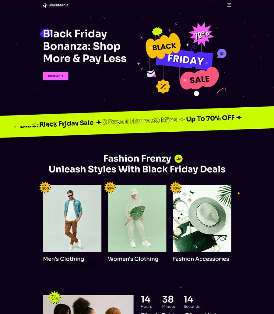 BlackMania Black Friday Landing Page