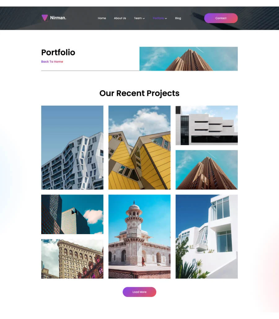 Nirman Portfolio Page For Gutenberg